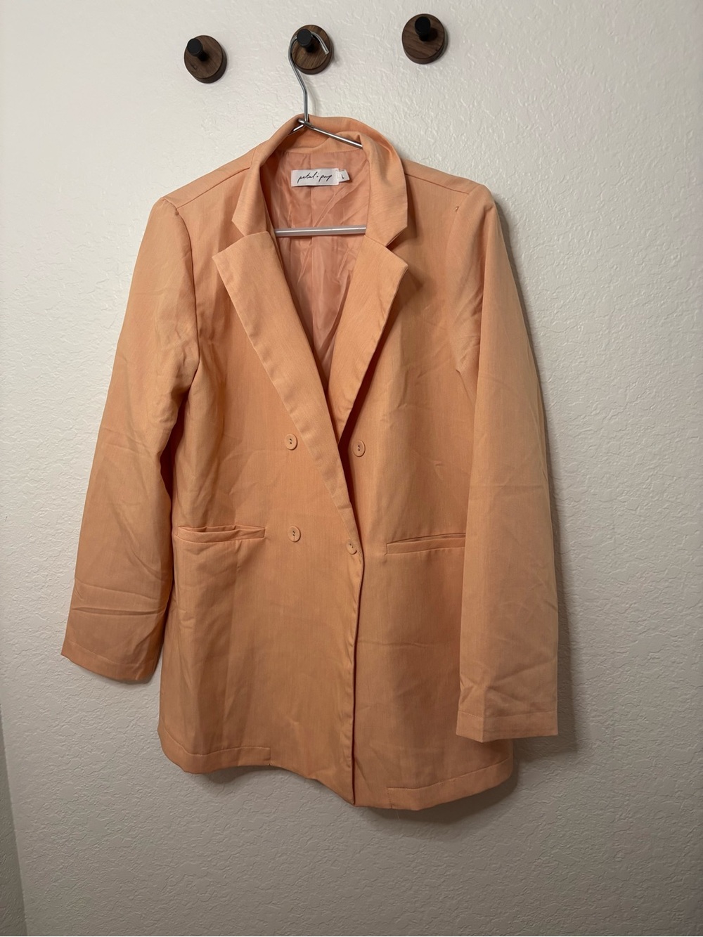 Petal & Pup Peach Double-Breasted Women's Blazer
